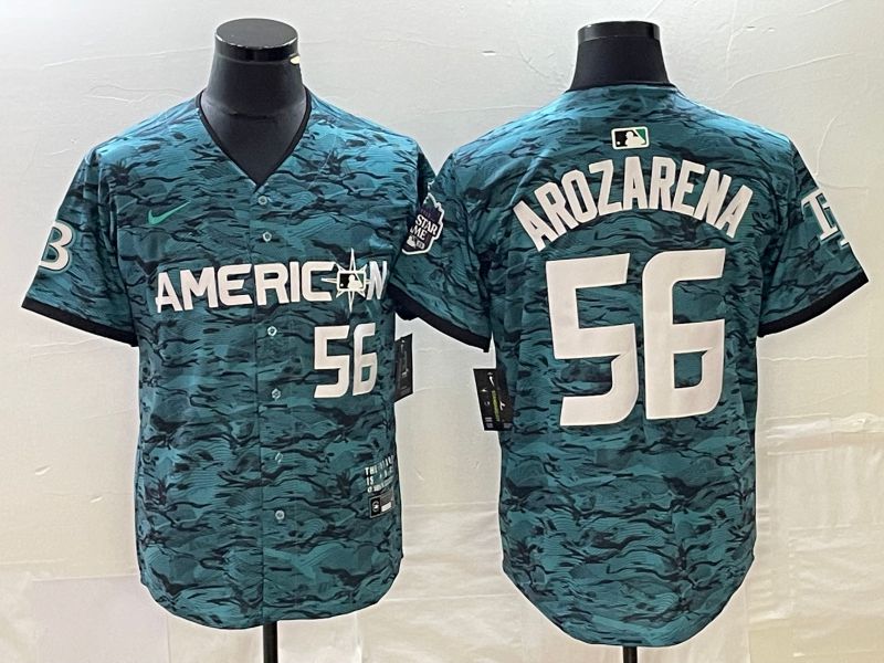 Men Tampa Bay Rays #56 Arozarena American League Nike Green 2023 MLB All Star Jersey->tampa bay rays->MLB Jersey